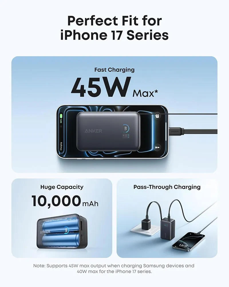 Anker Nano Power Bank (10K, 45W, Built-In Retractable USB-C Cable) - Black - Image 3