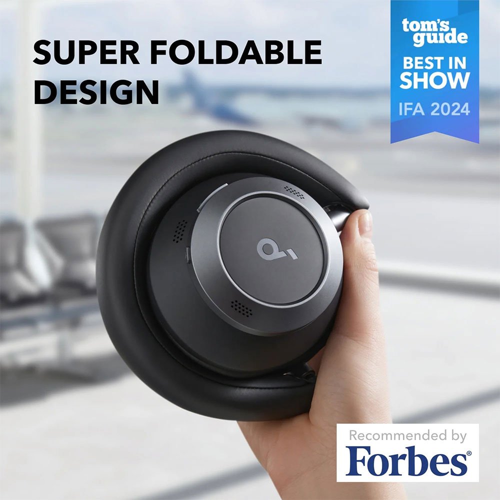 Anker Soundcore Space One Pro - Active Noise Cancelling Foldable Over-Ear Headphones - Jet Black - Image 2