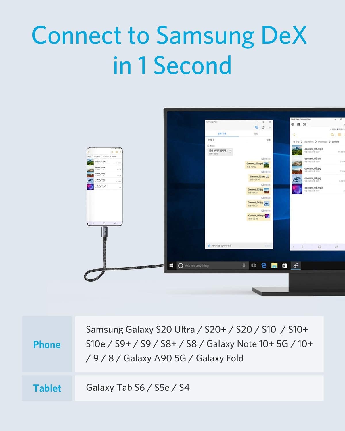 Anker Nylon USB-C to HDMI 4K Cable (6ft) Nylon Braided - Black - Image 7