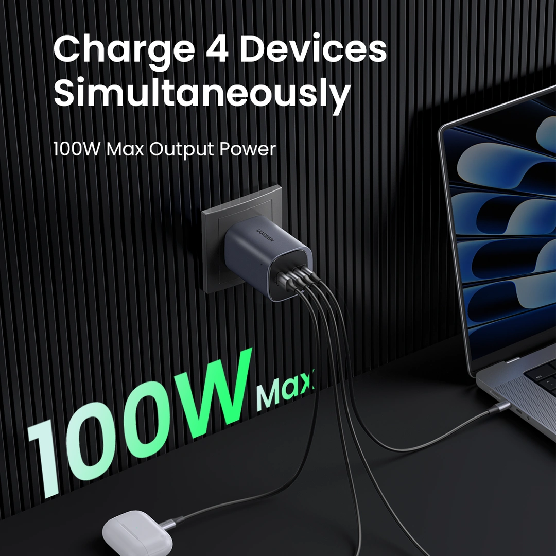 UGREEN Nexode S 100W 4-Port GaN Desktop Charger with 3 USB-C & 1 USB-A (X565) - Image 8